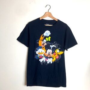 Disney Mickey and Friends Black Short SleeveT-Shirt wrap around print size S